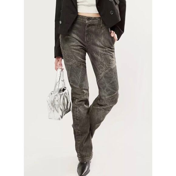 Free People We The People Vector Moto Flare Jeans Women’s Size 32 Black NEW - Picture 1 of 10